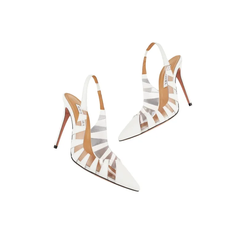 AQUAZZURA Hot Rumor Sling Slim Heel High Heels 10.5cm Women's White-4