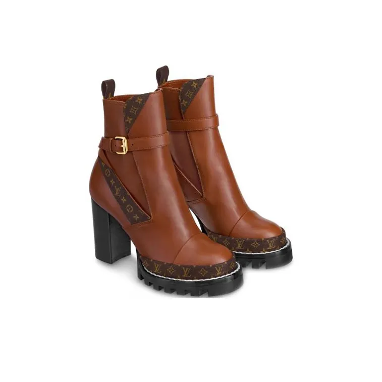 LOUIS VUITTON Lv Star Trail Ankle Boots 'Brown' Women's-3