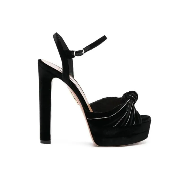 AQUAZZURA Atelier Plateau 130mm Velvet Pumps-1