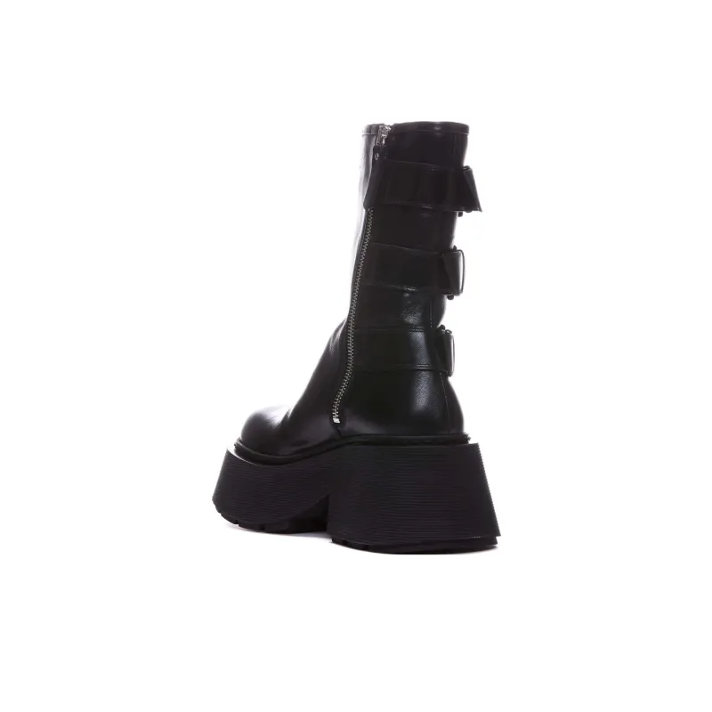 Vic Matie Buckled Leather Platform Boots-3