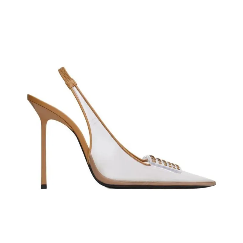 SAINT LAURENT Jive Slim Heel High Heels 11cm Women's Brown-1