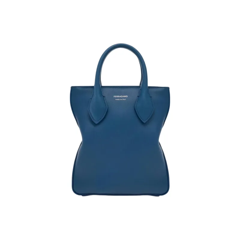 FERRAGAMO Calfskin One Shoulder Handbag Trumpets Men's Teal-0
