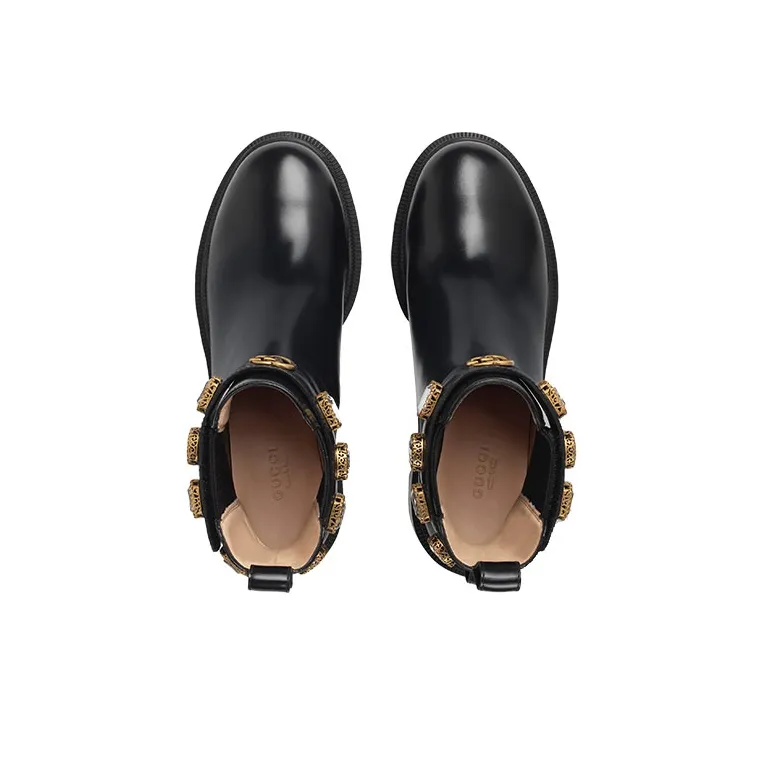 GUCCI Women's Leather Ankle Boot 'Belt Black' Women's-3
