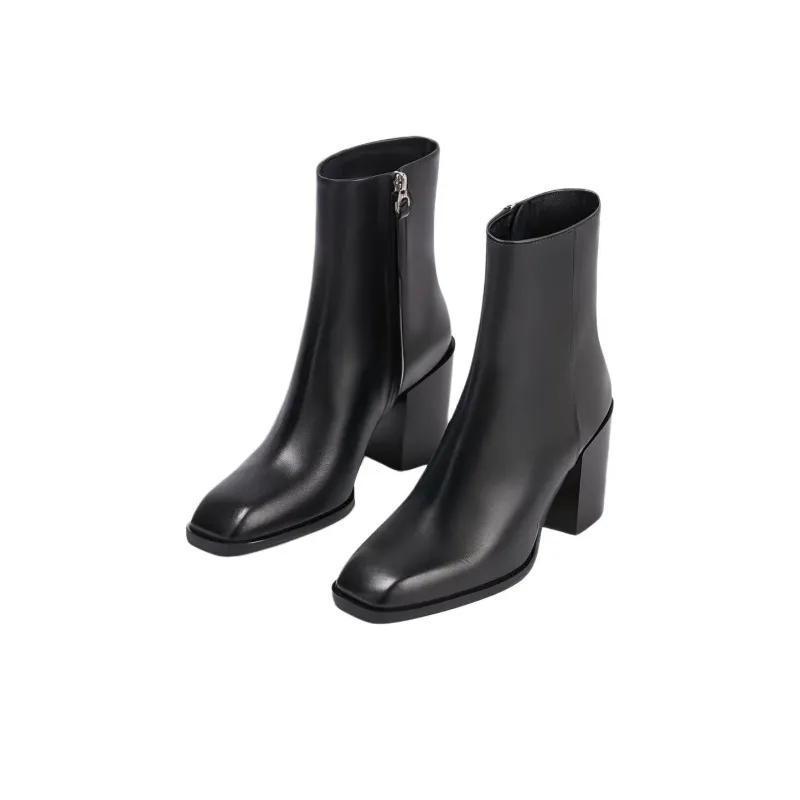 Aeyde Leandra Black Calf Ankle Boots 7.5cm Women's Black-3