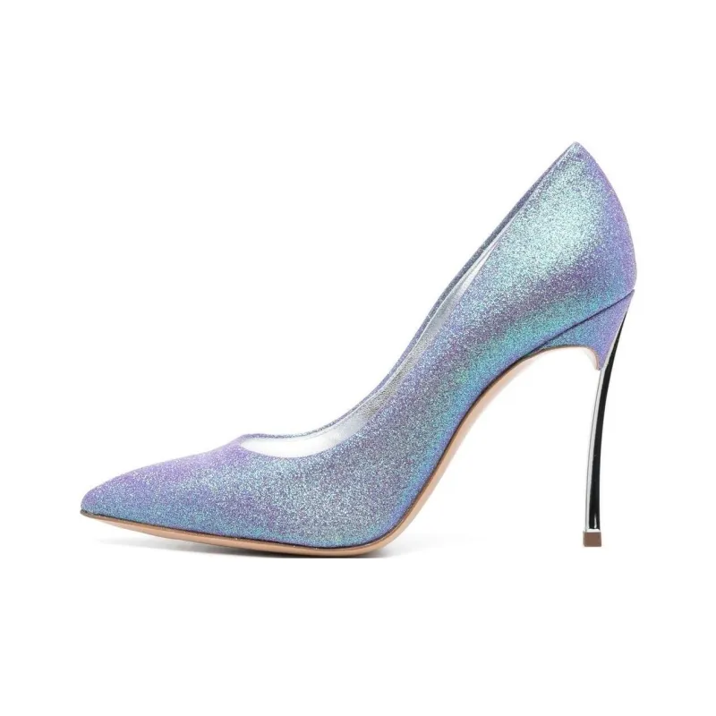 Casadei Blade Glitter Pointed Toe Pumps-0
