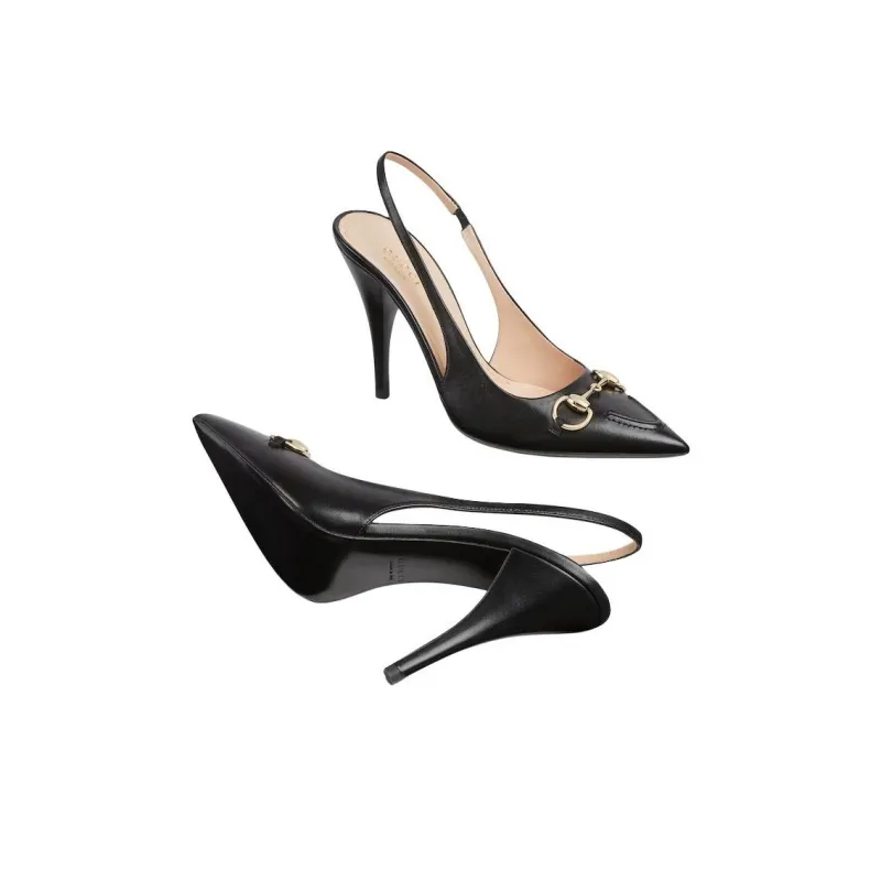 GUCCI Horsebit 24 Spring Summer Collection Slim Heel High Heels 10.5cm Women's Black-4
