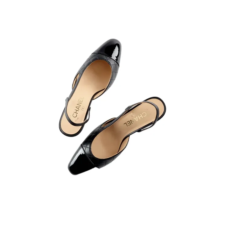 CHANEL Chunky Heel High Heels Women's Black-2