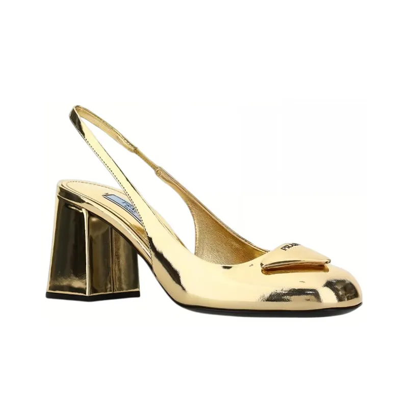 PRADA Chunky Heel Women's Casual Shoes Women's Gold-3