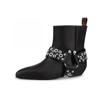 LOUIS VUITTON Rhapsody Ankle Boots 'Black With Silver Belt' Women's