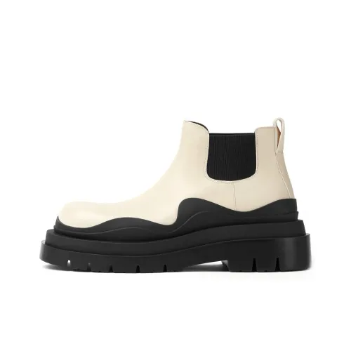 Bottega Veneta Tire BV Ankle Length Chelsea Boots Women's White Black