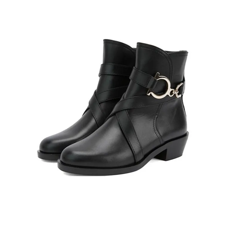 Ferragamo Ankle Boots Women's High Top Black-4