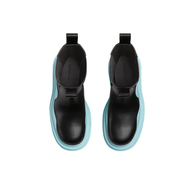 Bottega Veneta Tire Chelsea Crew Chelsea Boots Women's Black Blue-5