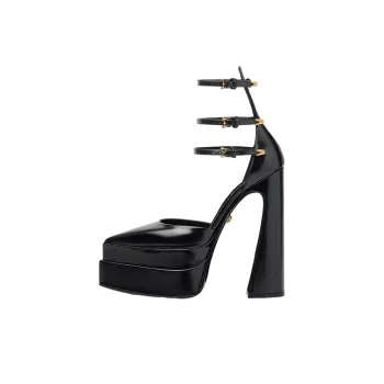 VERSACE Aevitas 160mm Pointy Platform Pumps Black Patent Leather