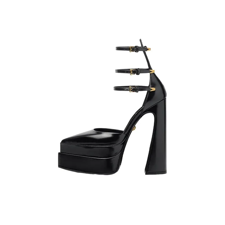 VERSACE Aevitas 160mm Pointy Platform Pumps Black Patent Leather-0