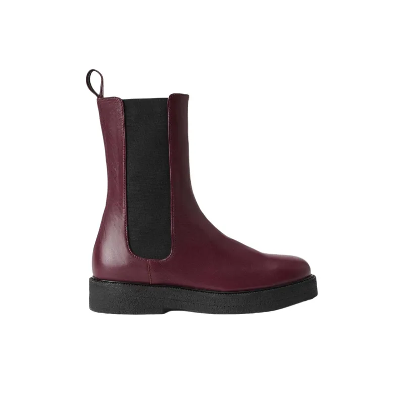Staud Palamino Short Chelsea Boots 4cm Women's Plum Red-1