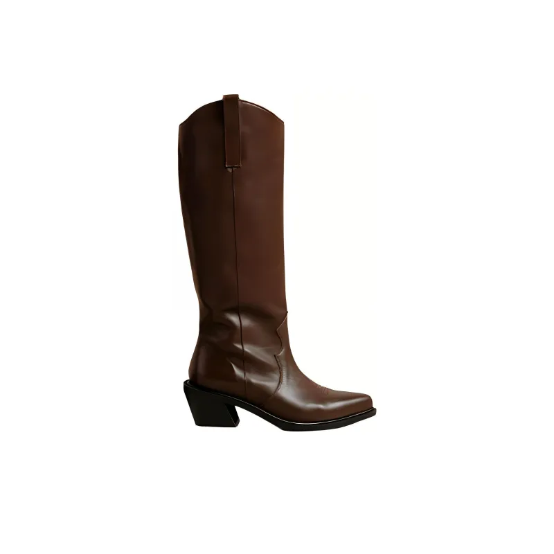 ALOHAS Knee-high Boots 5.5cm Women's Dark Brown-1