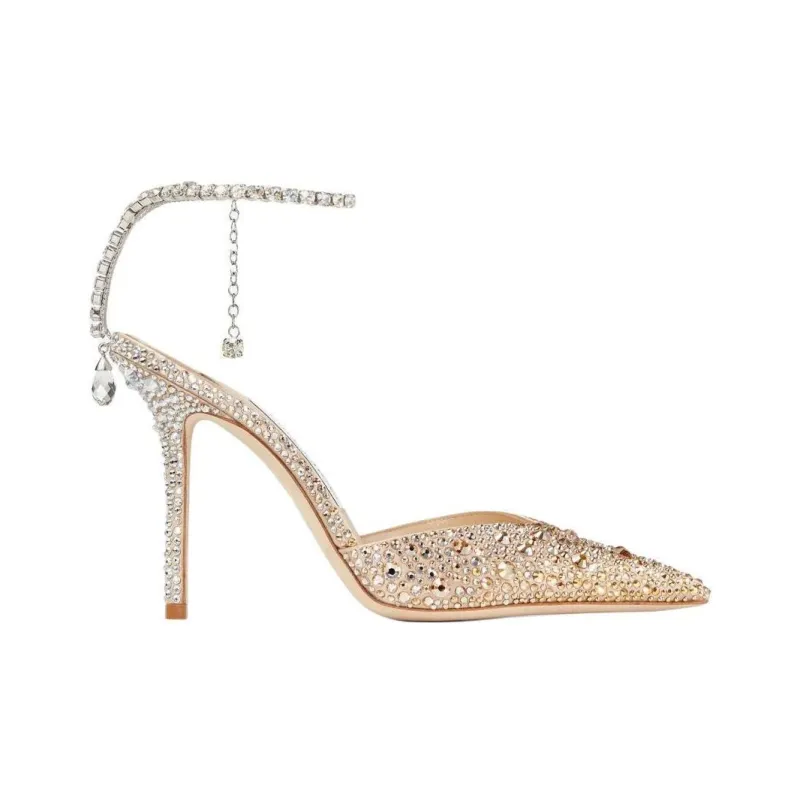 Jimmy Choo Saeda Slim Heel High Heels 10cm Women's Gold-1