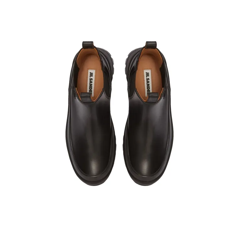 JIL SANDER Short Chelsea Boots Men's Pure Black-4