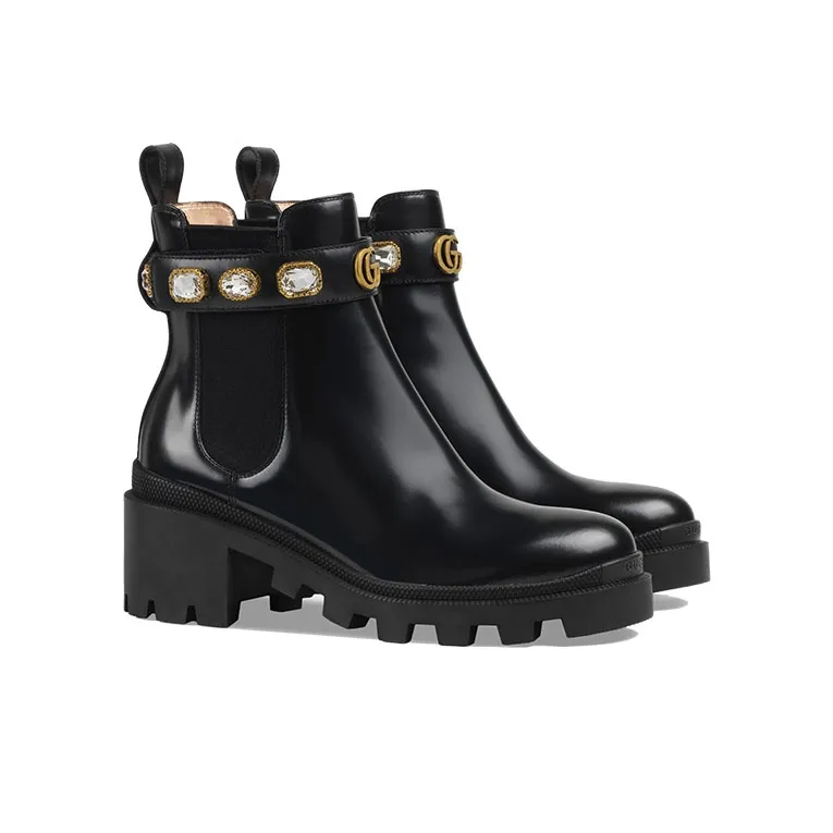 GUCCI Women's Leather Ankle Boot 'Belt Black' Women's-2