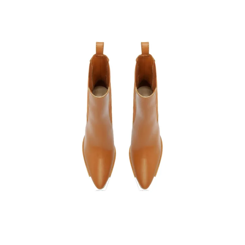 Schutz Springsteen Short Chelsea Boots 8cm Women's Brown-4