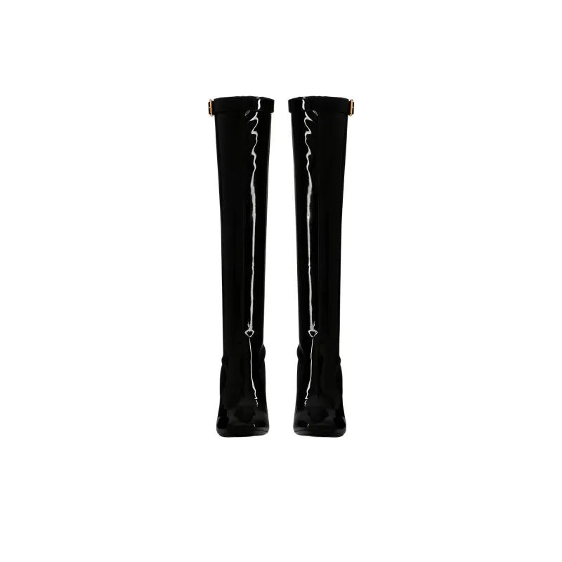 SAINT LAURENT ELLE Knee high Boots 10cm Women's Black-2