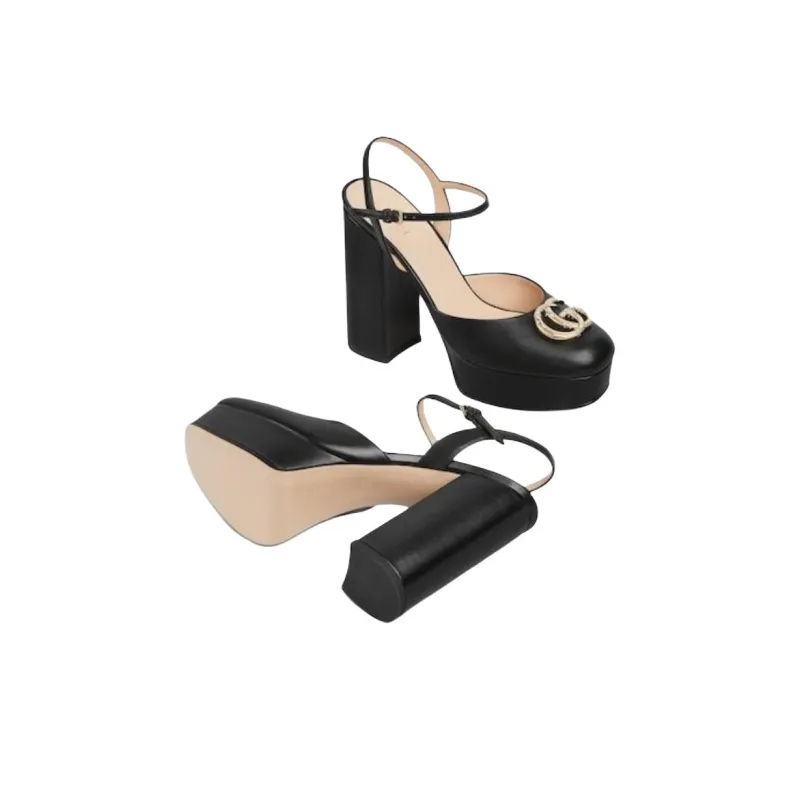 GUCCI Chunky Heel High Heels 11.5cm Women's Black-5