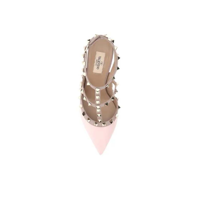 Valentino Rockstud Slim Heel High Heels 10cm Women's Pink-4