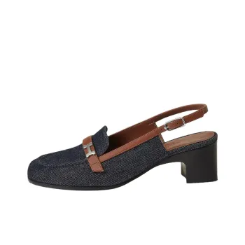 HERMES Infinie Chunky Heel High Heels 5cm Women's Blue