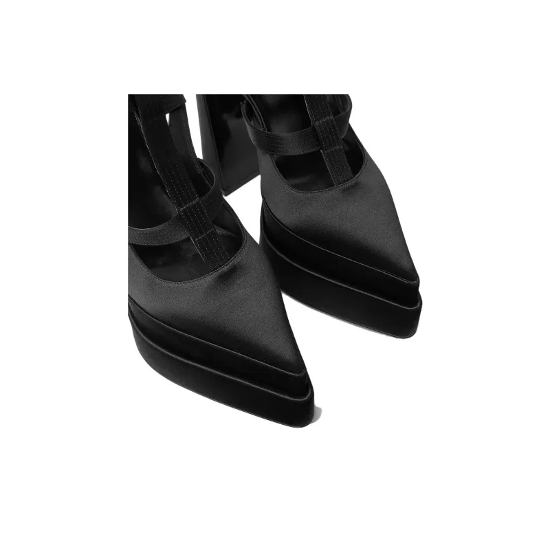 VERSACE Chunky Heel High Heels 16cm Women's Black-2