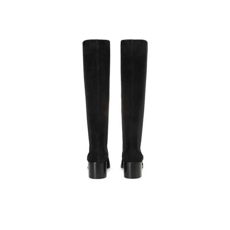 SERGIO ROSSI Sr Aden Knee-High Chelsea Boots 5cm Women's Black-4