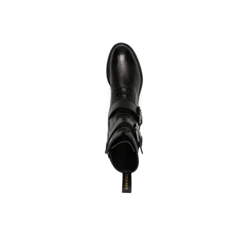 DOUCAL'S Buckled Lace up Leather Boots Women's-4