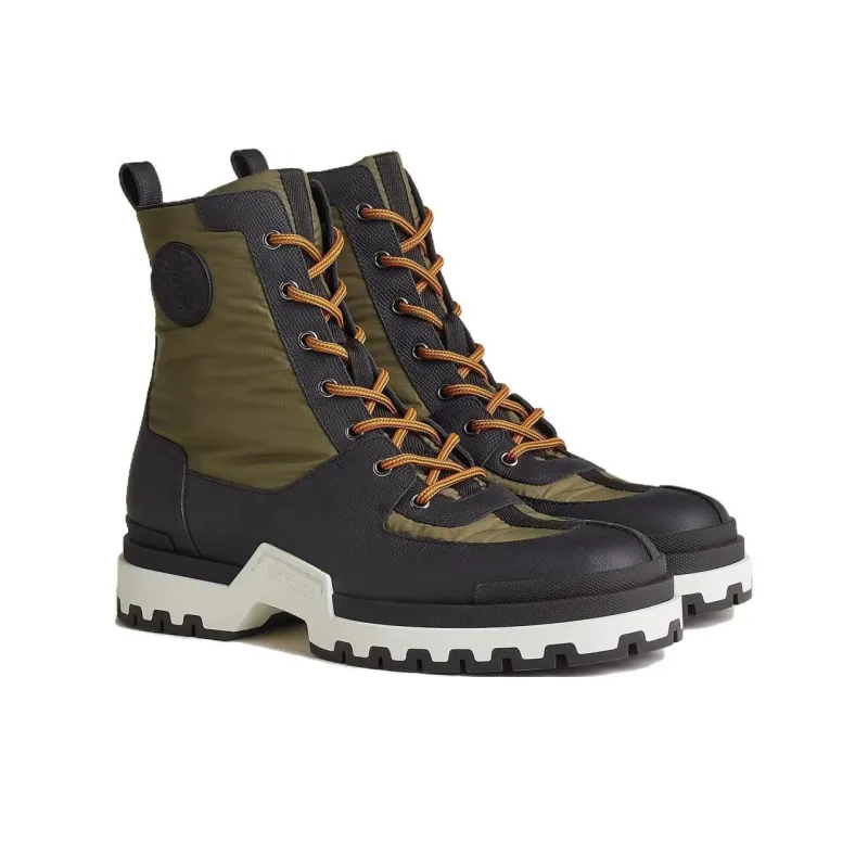 HERMES Grip Ankle Boots Men's Khaki Black-3