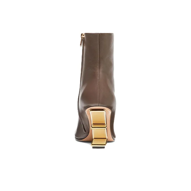 FENDI Fendi First Ankle Boots 9.5cm Women's Brown-4