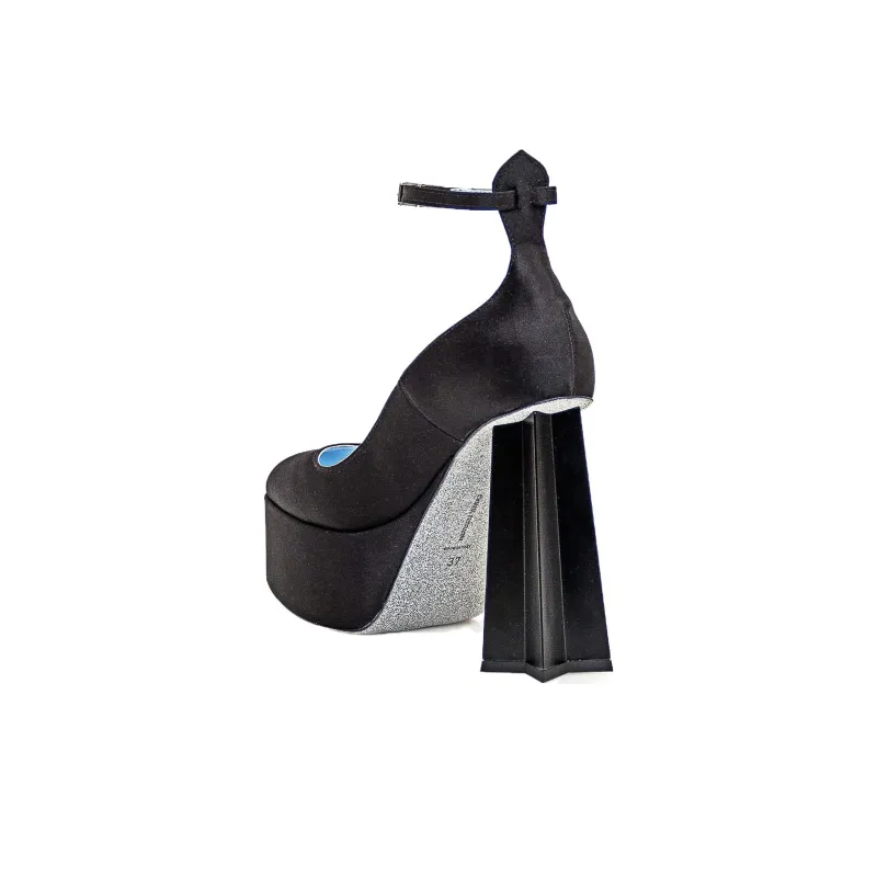 CHIARA FERRAGNI Chunky Heel High Heels 12cm Women's Black-4