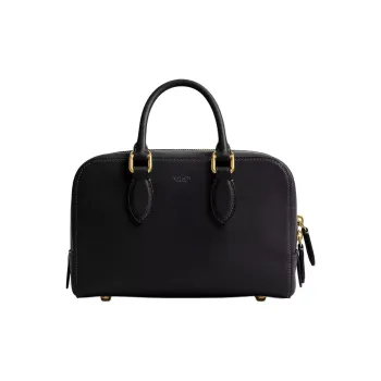 COACH Bowery Tanned Leather Shoulder Bag, Crossbody Bag, Handbag Medium Size Women's Brass & Black
