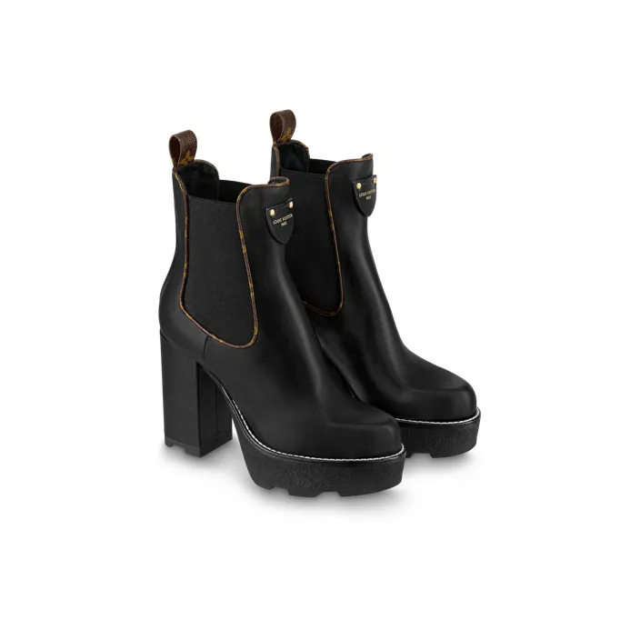 LOUIS VUITTON Beaubourg Short Chelsea Boots Women's Black-2