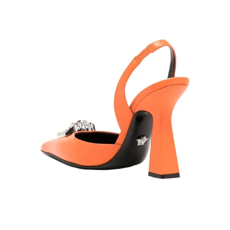 VERSACE Chunky Heel High Heels Women's Orange-2