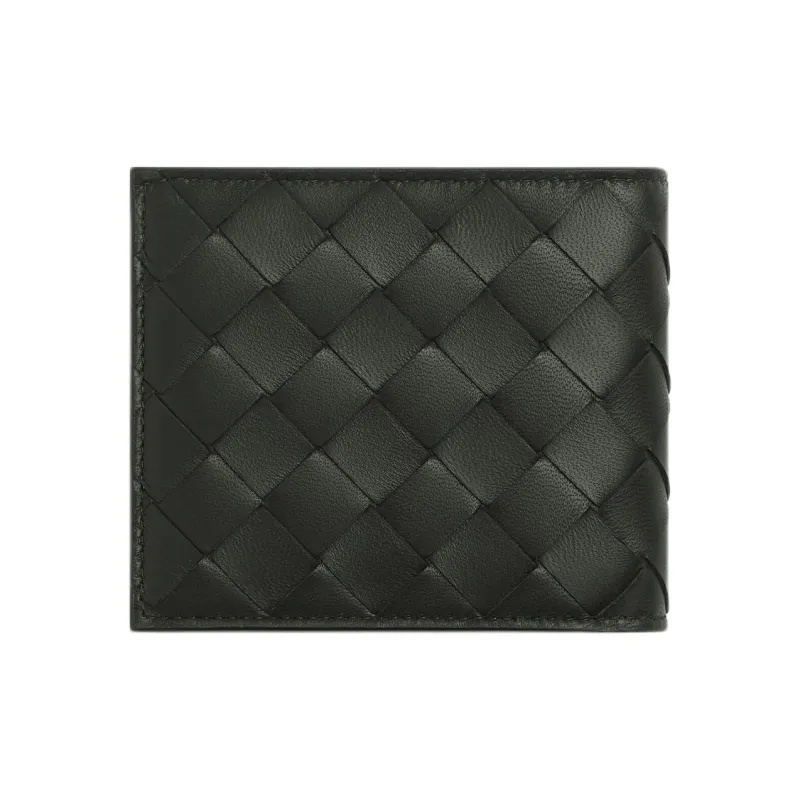 Bottega Veneta Intrecciato Lambskin Wallet Men's Dark Green-2