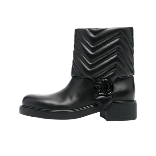 GUCCI Gg Leather Ankle Boot Black Women's