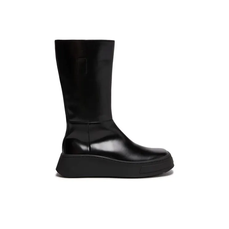 PRADA Brushed Leather Boots Knee high Boots Men's Black-1