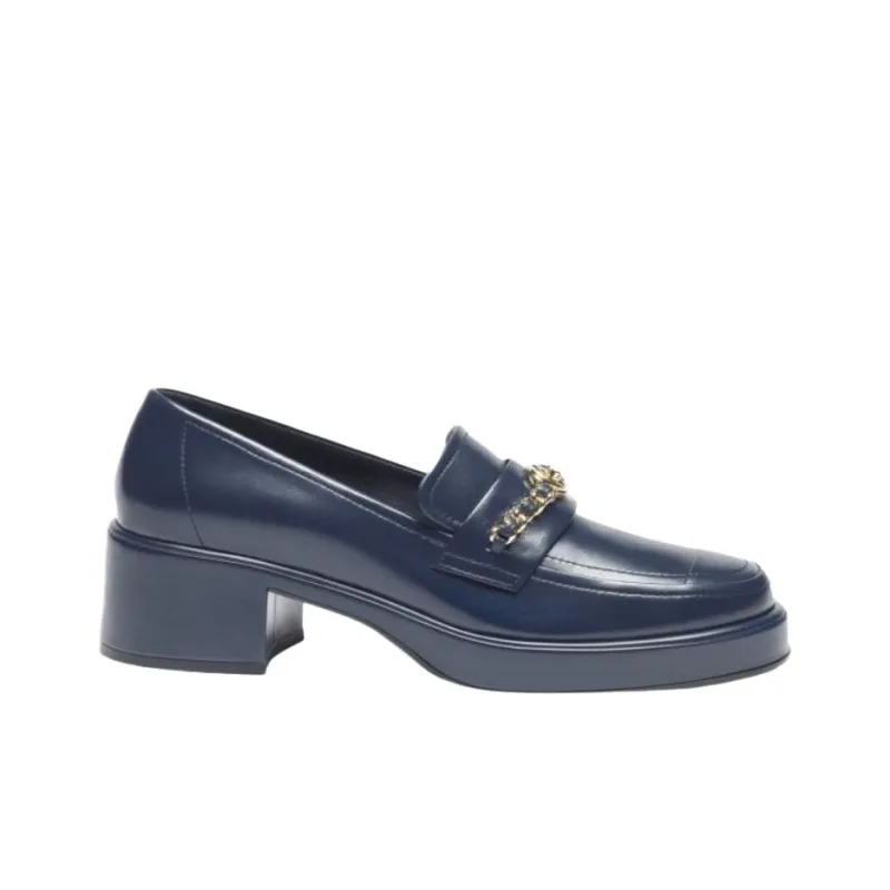 CHANEL 24K Chunky Heel High Heels 5.5cm Women's Blue-1