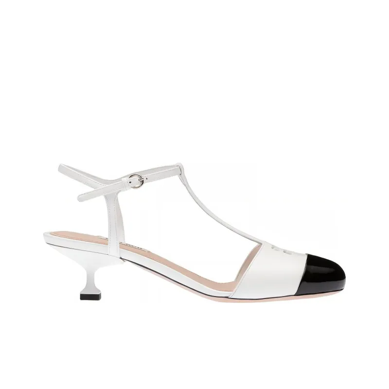 MIU MIU Killer Cone Heel High Heels Women's White Black-1