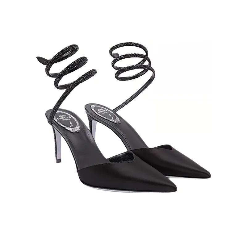 RENE CAOVILLA Cleo Slim Heel High Heels 8cm Women's Black-2
