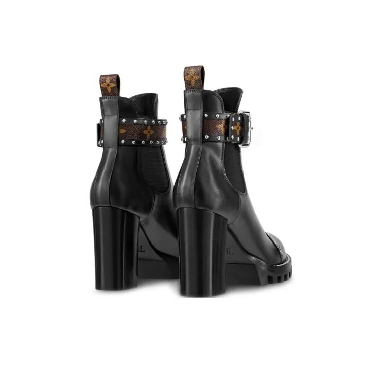 LOUIS VUITTON Star Trail Ankle Boots 8cm Women's Black-3