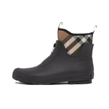 Burberry Flinton Rain Boots Black Brown Rubber Men's