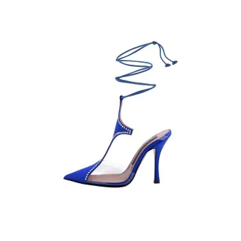 Les Petits Joueurs Slim Heel High Heels 10.5cm Women's Blue