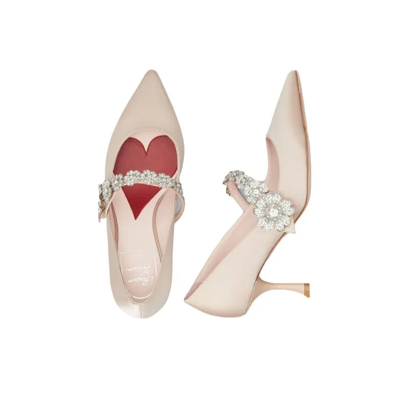Roger Vivier Bouquet Flower Slim Heel High Heels 6.6cm Women's Pink-4