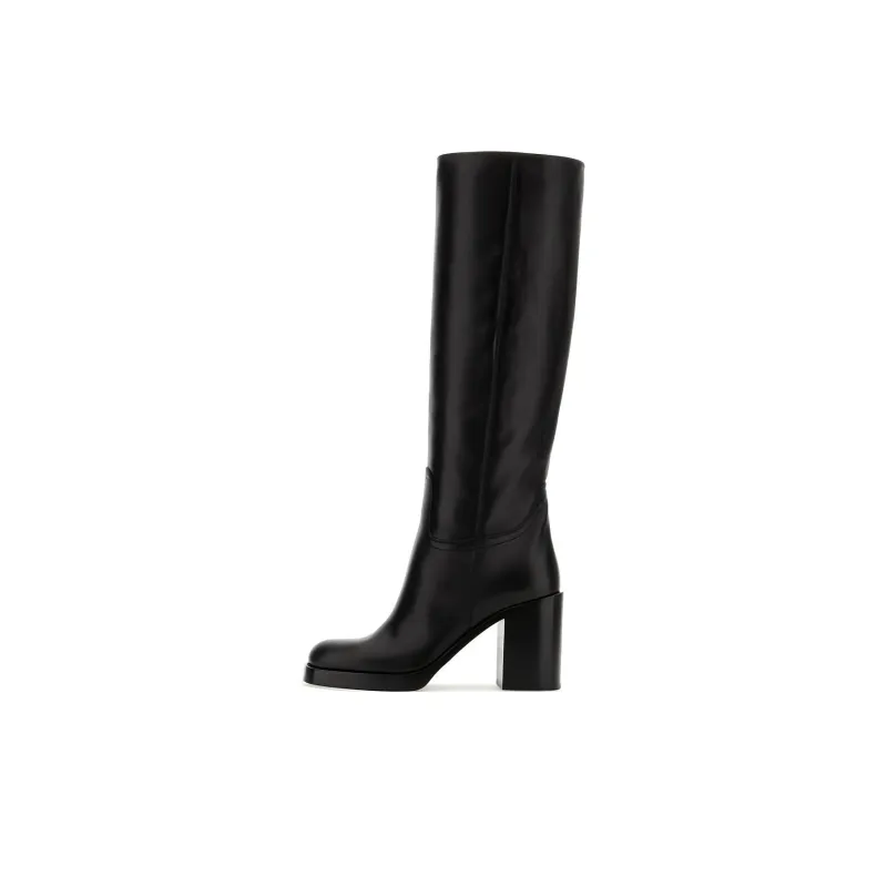 PRADA 90mm Knee-high Leather Boots-0