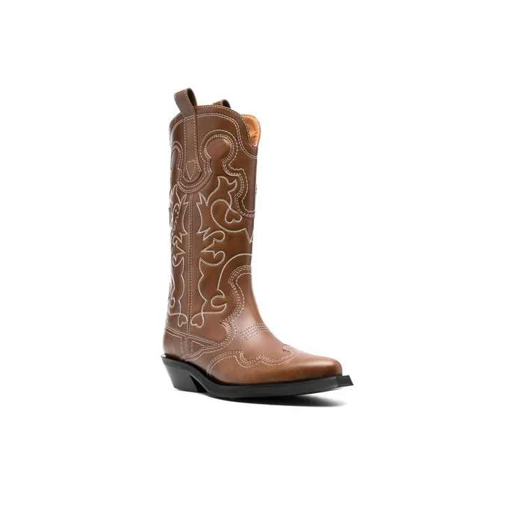 GANNI Western Mid-Calf Boots Women's Umber-2