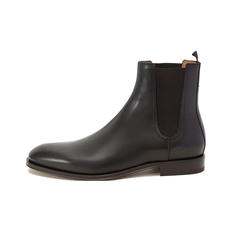 FERRAGAMO FALCO Short Chelsea Boots Men's Dark Coffee-1